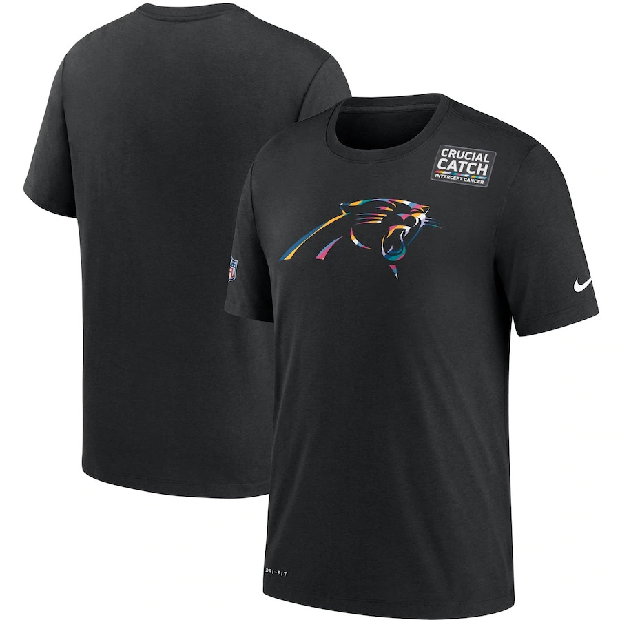 Men's Carolina Panthers Black NFL 2020 Sideline Crucial Catch Performance T-Shirt